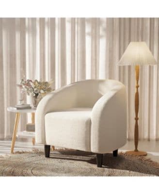 GAOMON beige boucle barrel chair styled in a room