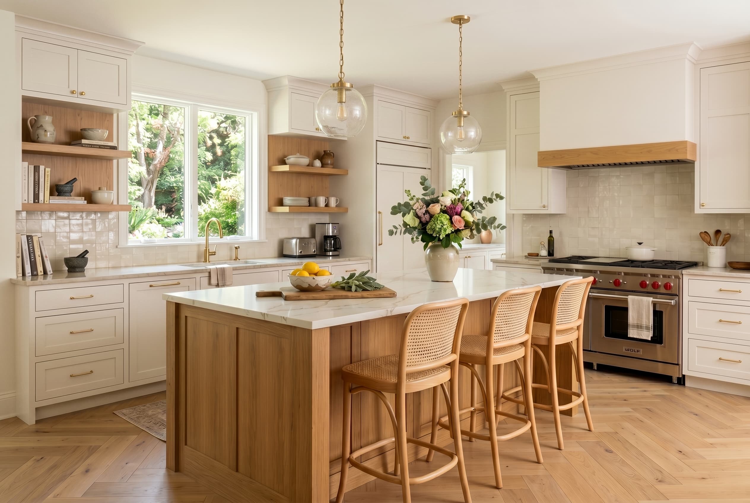DreamEdit editor hero kitchen preview with white cabinets